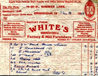 an order from White's Summer Lane